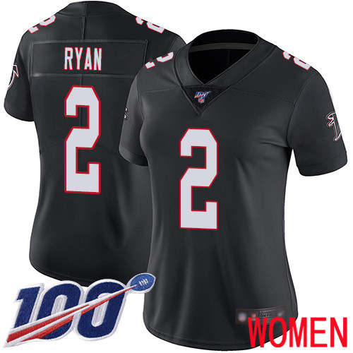 Atlanta Falcons Limited Black Women Matt Ryan Alternate Jersey NFL Football #2 100th Season Vapor Untouchable